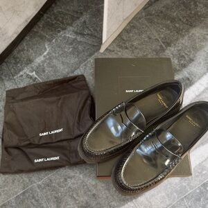 YSL Saint Laurent Le Loafer 15 leather moccasins Black Leather Sz 38.5. WITH BOX